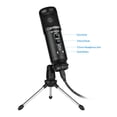 thumbnail image 3 of USB Condenser Microphone Computer Mic Kit with Mini Desktop Metal Tripod Stand Windscreen USB Cable for Music Recording Live Streaming Online Singing Meeting Teaching Game, 3 of 7