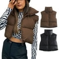 thumbnail image 4 of wsevypo Women Y2K Winter Crop Puffer Vest Warm Lightweight Sleeveless Down Jacket Full-Zip Stand Collar Padded Gilet, 4 of 5