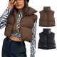 thumbnail image 5 of Txlixc Chaleco de mujer, chaqueta de algodón vintage de cuello corto, cremallera de cuello vertical Txlixc  moda, 5 of 6