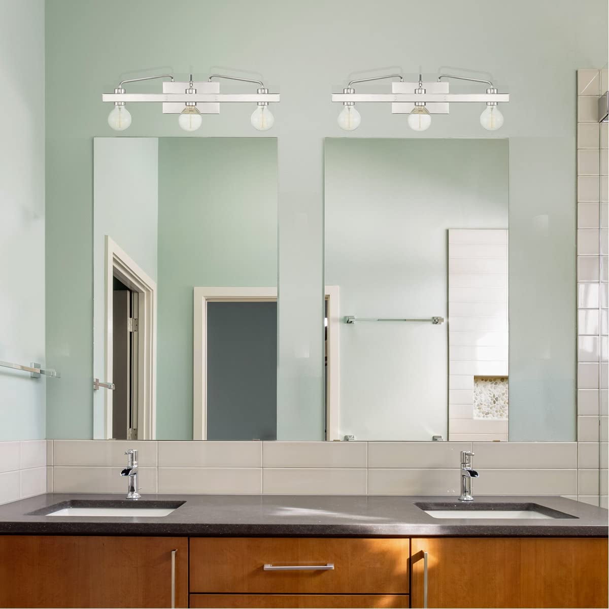Designers Fountain Ravella 3 Light Polished Nickel Bathroom Vanity Light Fixture, 94204-PN