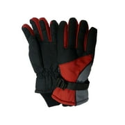 Aquarius Boys Red & Black Snow & Ski Gloves Thinsulate Insulated Wrist Strap M (8-12)