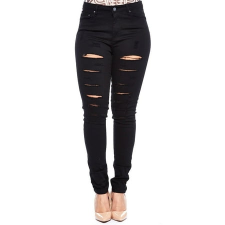 walmart plus size black jeans with holes