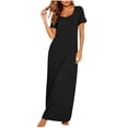 thumbnail image 3 of Summer Oversize Maxi Dresses for Womens 2025 Fashion Casual Short Sleeved V-neck Printed Button Pocket Dress, 3 of 8