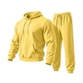 thumbnail image 3 of Rexolia Men's Drop Shoulder Pullover Hoodie and Jogger Set with Kangaroo Pocket Relaxed Yellow 2XL, 3 of 8