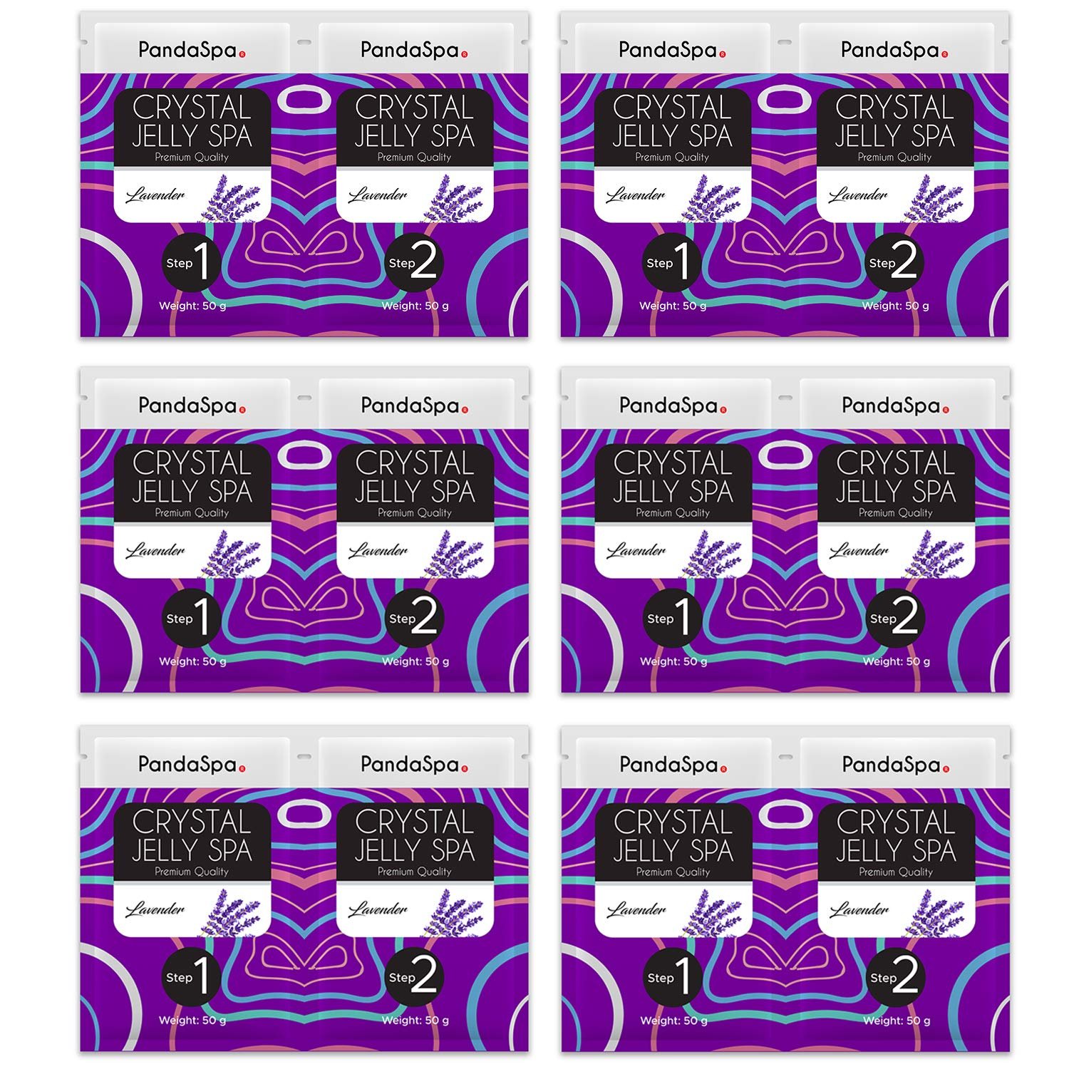 Pandaspa Crystal Jelly for Pedicure Spa Foot Bath Soak and exfoliate tired feet - Lavender 6 Set