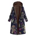 thumbnail image 1 of Veste à Capuche Zippée Imprimée Florale pour Femmes, Douce et Chaude, Manches Longues, Mode, 1 of 4
