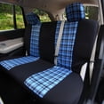 thumbnail image 6 of FH Group Tartan57 Universal Fit Cloth Car Seat Covers, Solid Back Rear Bench for Auto, SUV, Sedan and Van with Steering Wheel Cover - Blue Full Set, 6 of 8