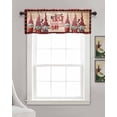 thumbnail image 3 of Red Gnomes Valentine Linen Curtain Valance for Bedroom/Bathroom/Kitchen/Office/Living/Dining Room Window,Red Black Plaid Vintage Wooden Rod Pocket Topper Decorative Cafe Drapes Panel 42"x18", 3 of 6