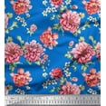 thumbnail image 1 of Soimoi Japan Crepe Satin Fabric Leaves & Peony Floral Printed Craft Fabric by The Yard 42 Inch Wide, 1 of 3