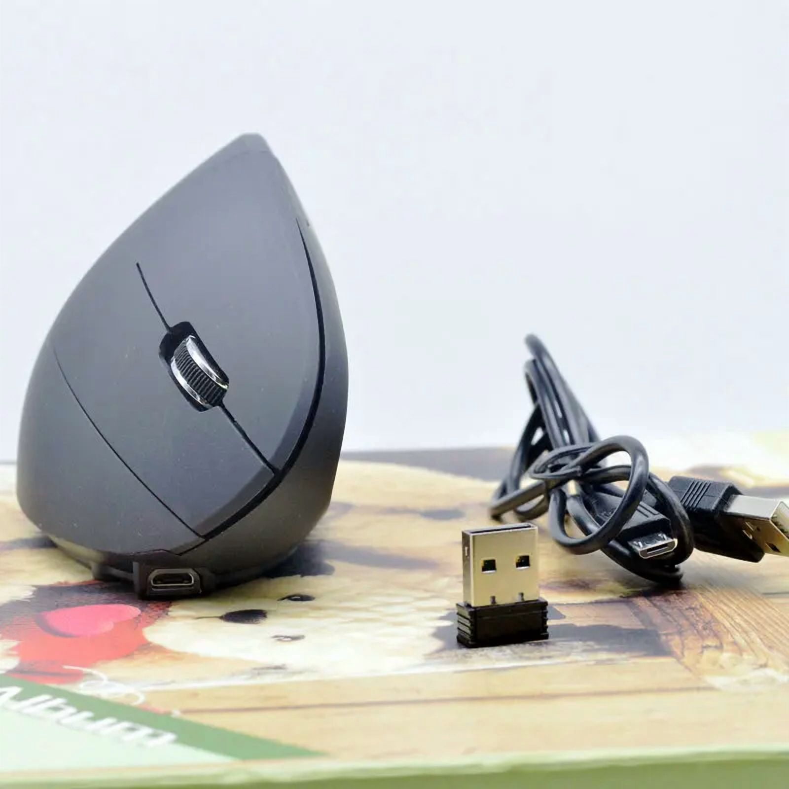 JSY-5 2.4G USB Dual Side Scroll Wheel Mouse For Gamer Computer Laptop Rechargeable Gaming Mouse 1200DPI Ergonomic Vertical Mouse