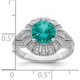 thumbnail image 3 of Sterling Silver Rhodium-Plated Clear And Teal Cz Vintage Style Ring (Size 8) Made In China qr7397-8, 3 of 5