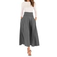 thumbnail image 1 of asdoklhq Maternity Dress,Women Solid Color High Waist Pleated A Line Long Skirt Front Slit Belted Maxi, 1 of 6