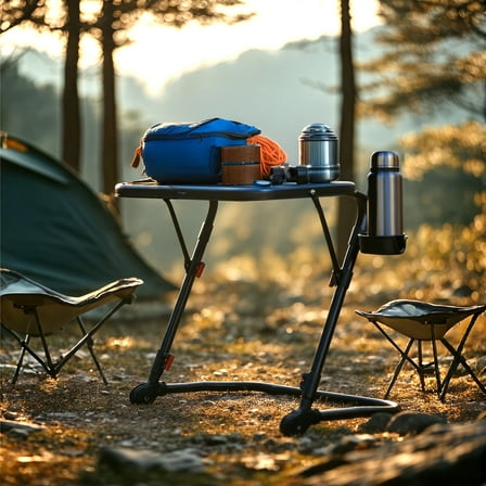 Homy Casa Portable Picnic Table, Adjustable  & Foldable Table for Outdoor Camping BBQ, Black