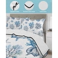 thumbnail image 4 of Quilts Twin-XL Size Bedding Set, Blue Coastal Lightweight Quilted Comforter, Summer Ocean Sea Corals Starfish Shells Soft Reversible Bedspread Coverlet with Pillow Covers for All Season, 68" x 98", 4 of 7