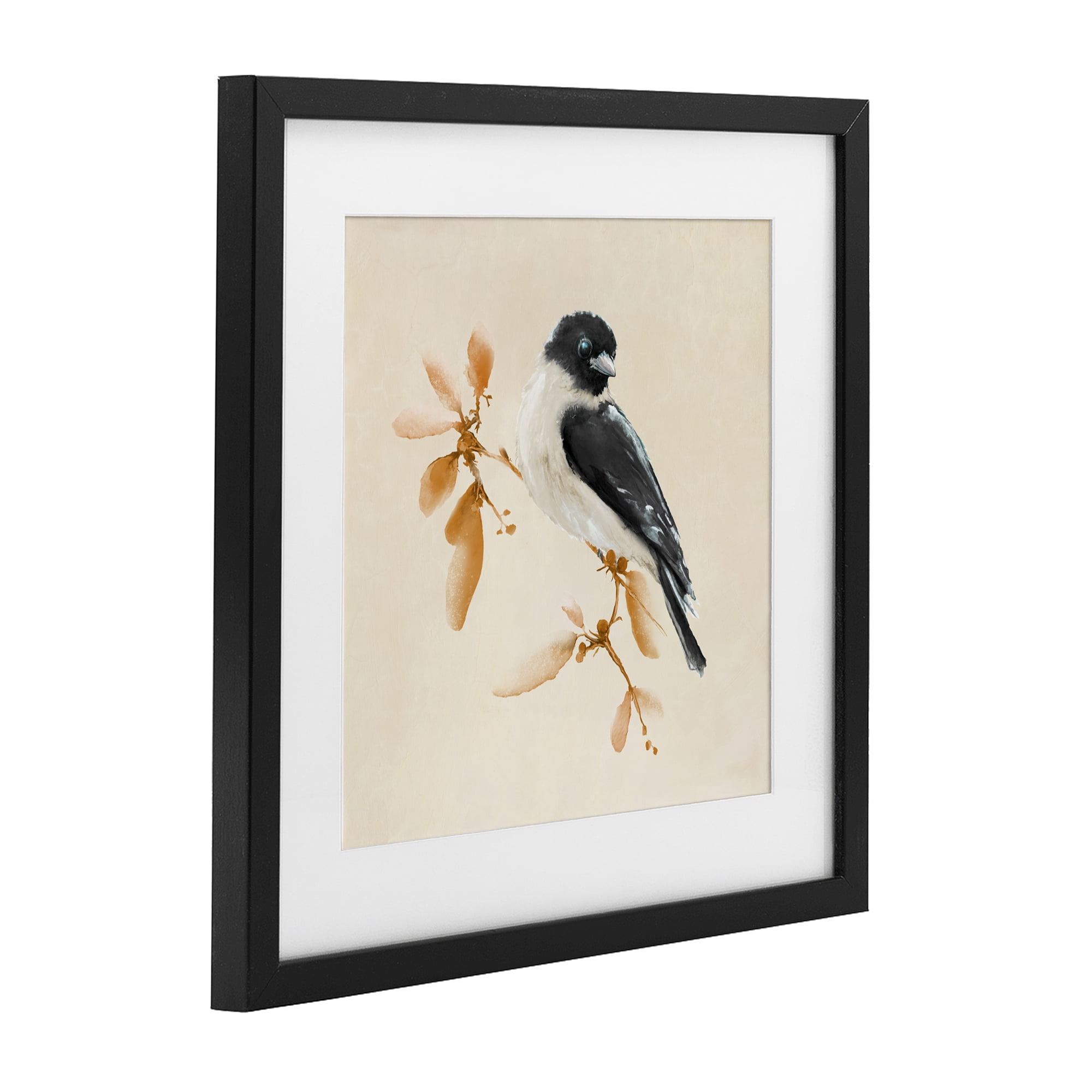 Stupell Industries Subtle Watercolor Chickadee Black Framed Print Under Glass, design by Diannart