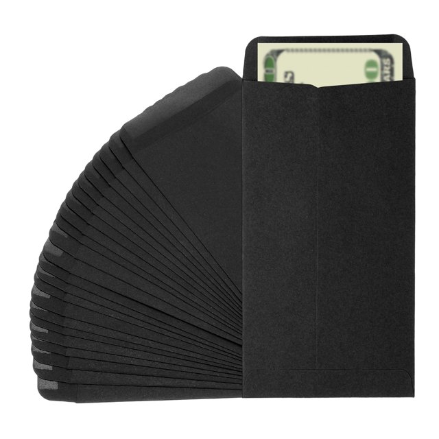 Sobre de Dinero Uxcell, 25 Pcs 6.5" x 3.5" Soporte de Efectivo para Cheques y Monedas, Negro