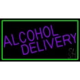 thumbnail image 1 of Purple Alcohol Delivery With Green Border LED Neon Sign 20 x 37 - inches, Black Square Cut Acrylic Backing, with Dimmer - Bright and Premium built indoor LED Neon Sign for restaurant decor., 1 of 7