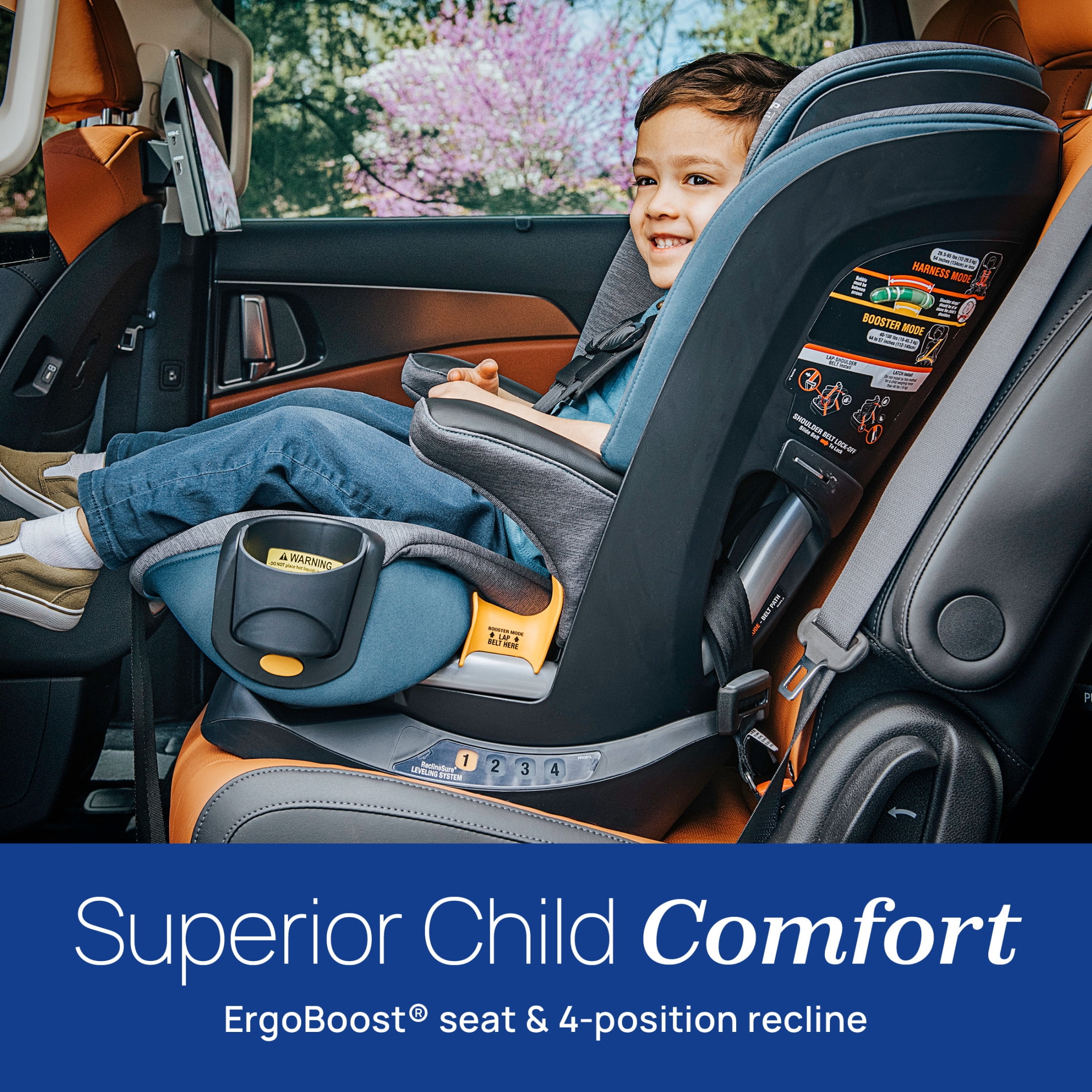 Chicco MyFit® ClearTex® 2-in-1 Forward-Facing Harness Booster Car Seat for Toddlers  - Willow (Grey), New