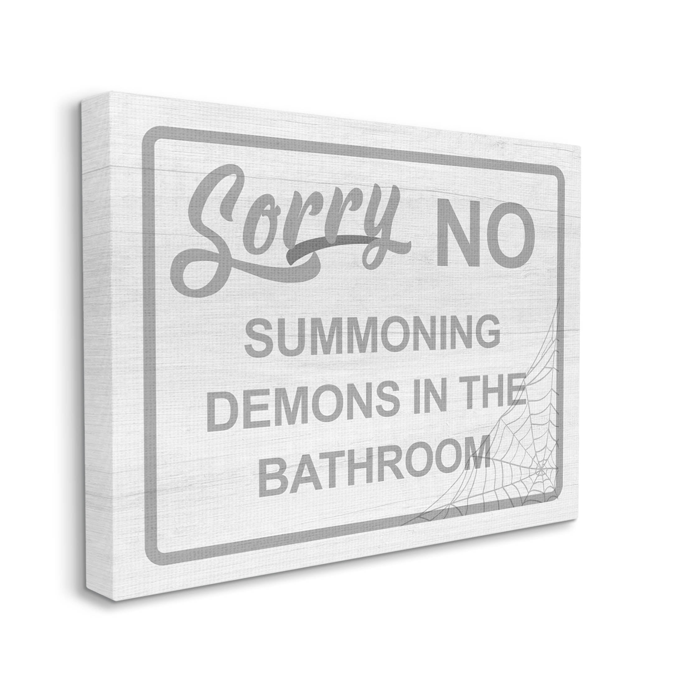 Stupell Industries No Summoning Demons Bathroom Graphic Art Gallery Wrapped Canvas Print Wall Art, Design by Lil' Rue