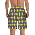 thumbnail image 3 of Kdxio Mardi Gras Pattern Mens Casual Shorts - Drawstring Summer Beach Sports Shorts for Men, 3 of 9