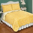 thumbnail image 2 of Collections Etc Reversible Floral Quilt with Scalloped Edges and Two-Tone Design, Yellow, Full/Queen, 2 of 8