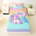 thumbnail image 3 of Erosebridal Cute Rainbow Unicorn Twin Sheet Sets,Watercolor Alphabet R Girls Personalized Gifts Bedding For Kids 3pcs, 3 of 6
