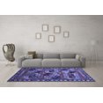 thumbnail image 3 of Ahgly Company Machine Washable Indoor Square Oriental Blue Industrial Area Rugs, 7' Square, 3 of 4