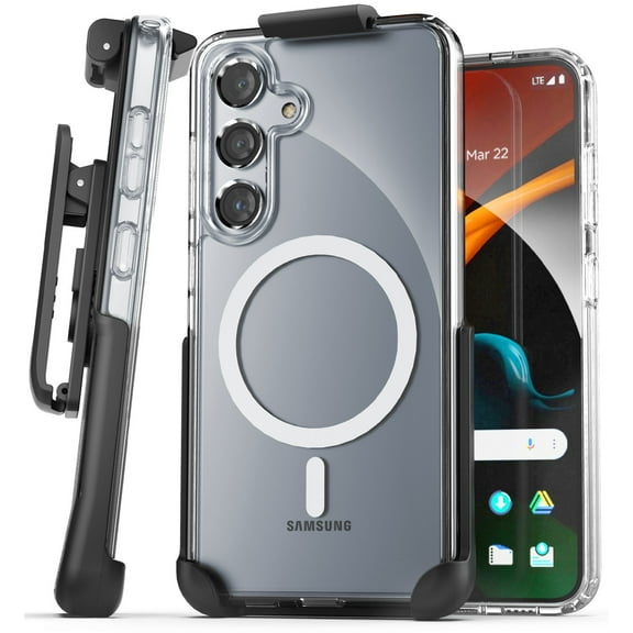 Encased Belt Case Designed for Samsung Galaxy S24 with Phone Holster Clip (2024) Magnetic Cover Compatible with MagSafe (Clear)