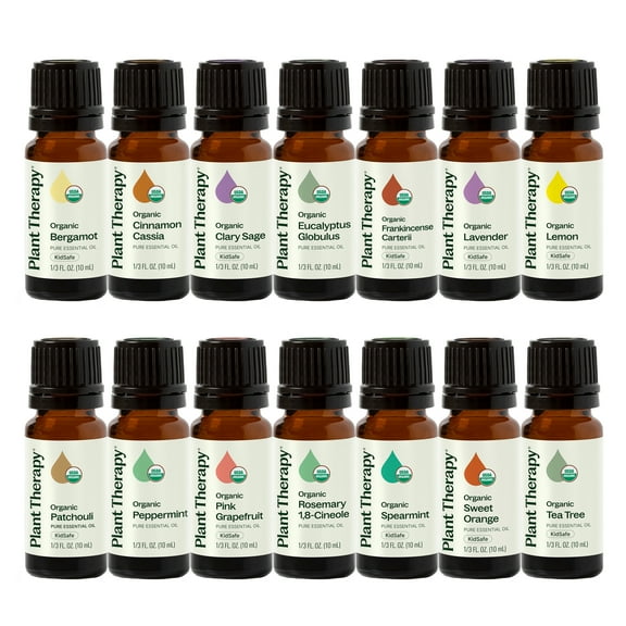 Plant Therapy Top 14 Organic Singles Set 100% Pure, Undiluted, Natural Aromatherapy 10 mL (1/3 oz) each