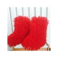 thumbnail image 3 of Woobling Women Comfortable Fuzzy Snow Boots Furry Mid Calf Boot Casual Lightweight Plush Winter Shoes Red 6.5, 3 of 3
