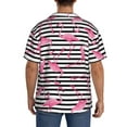 thumbnail image 3 of Lsque Flamingos print Men's Cuban Collar Short Sleeve Shirt Summer Beachwear Casual Button Down Fashionable Vacation Leisure Shirt-3X-Large, 3 of 7