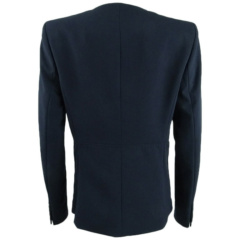 DKNY Women s Collarless One Button Blazer 14 Navy Walmart