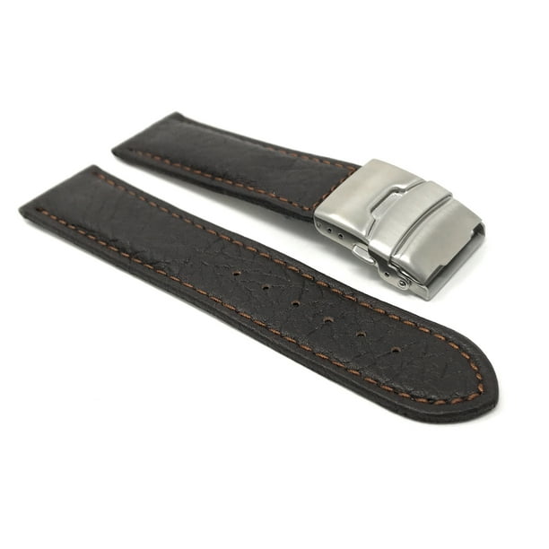 Leather watch strap shop with deployment clasp