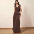 thumbnail image 5 of Maxi Skirt Set Women 2 Piece Outfits Sleeveless Top Maxi Skirt Solid Going Out Vacation Two Piece Skirt Set Brown M, 5 of 8