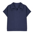 thumbnail image 5 of AJTQTH Waffle Knit T-Shirts for Kids Boys Lightweight Casual Summer Short Sleeve V Neck Basic Solid Color Athetic Tees School Fashion Collared Henley Tshirt Tops Navy 4-5 Years, 5 of 9