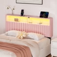 thumbnail image 1 of Greenstell Full Size Adjustable Storage Headboard Only - Modern Upholstered Head Board with LED Lights, Charging Station & Soft Padding, Pink, 1 of 8