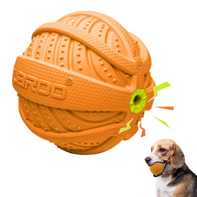LaRoo Squeaky Dog Ball Toy Durable Natural Rubber Squeaker Ball Flotante Lanzamiento Entrenamiento Limpieza de Dientes Juguete Masticar para Mascotas Perros Pequeños Medianos Grandes (3.5 Pulgadas Nar