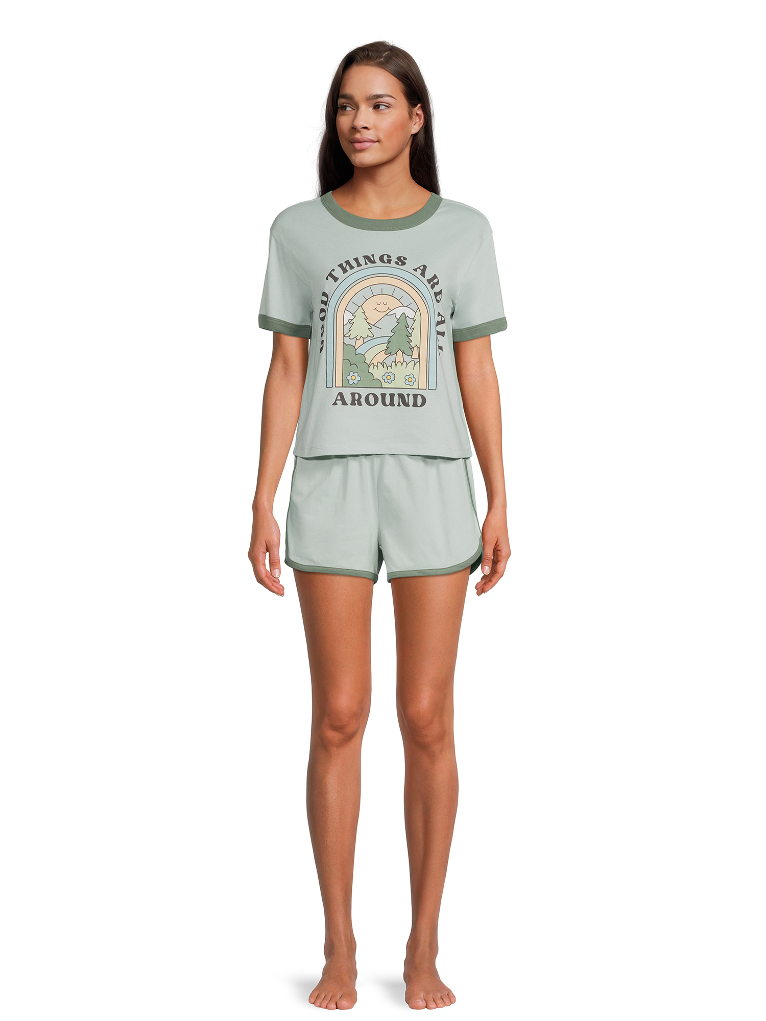 Good Things Women's Ringer Tee and Short Sleep Set, 2-Piece - image 5 of 5
