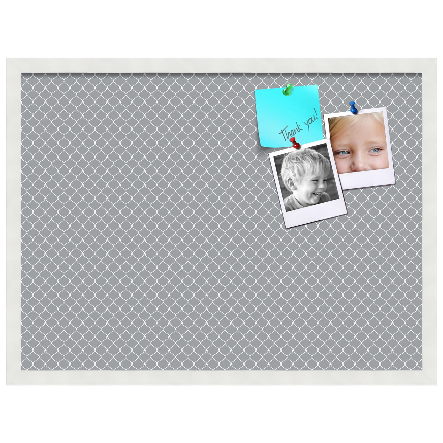 PinPix 27x20 Custom Cork Bulletin Board Grey Chain Poster Board Has a Fabric Style Canvas Finish, Framed in Grey Chain, by ArtToFrames (PinPix-570)