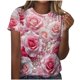 thumbnail image 1 of Mujeres Pantalones Cortos, Moda Impresa Manga Corta Cuello Redondo Camiseta Blusa, Top de Lentejuelas Casual, 1 of 9
