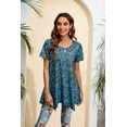 thumbnail image 3 of ENMAIN Women's Summer Tunic Tops Casual Swing Short Sleeve Shirts Plus Size Blouse Green Paisley M, 3 of 8