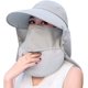 thumbnail image 1 of Sombreros de pesca con ala ancha y protección UV para mujer, sombrero de verano plegable con cola de caballo y solapa desmontable, 1 of 7