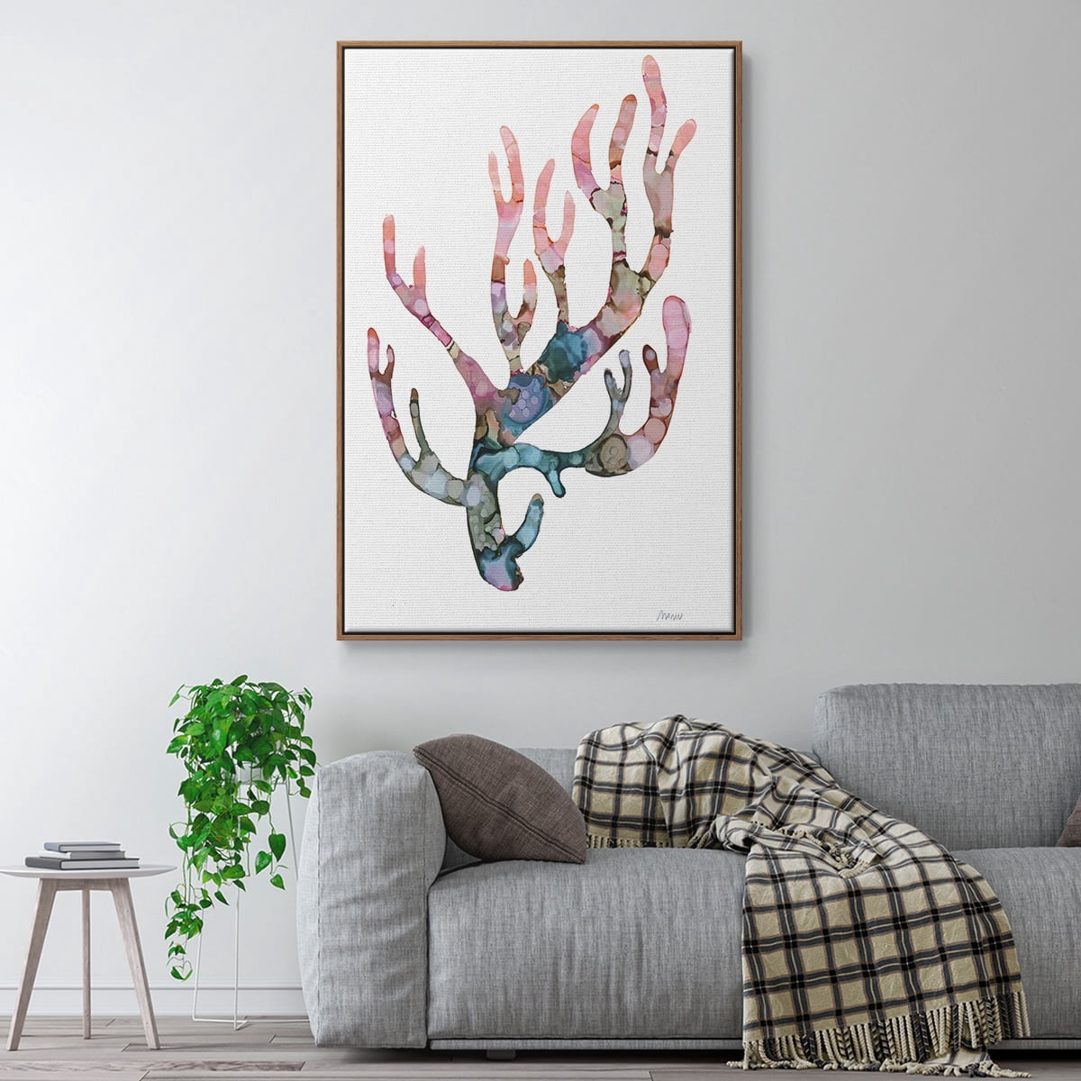 Sea Coral II Framed Premium Gallery Wrapped Canvas - Ready to Hang - 25 x 37 - Walnut Floating Frame