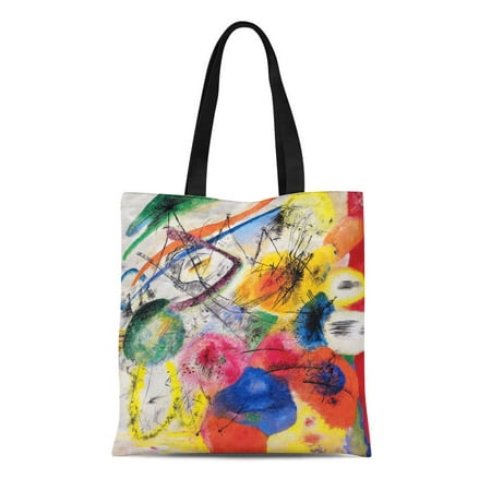 SIDONKU Canvas Tote Bag Strokes Kandinsky Black Lines Paintings Abstract Wassily Best Reusable Handbag Shoulder Grocery Shopping