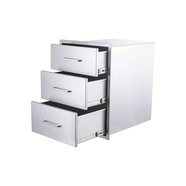 Stainless steel cajón para outdoor kitchen bbq-18 pulgada undermount soft-close gabinete organizer heavy-duty rustproof 304 steel triple cajón (18in w x 24in h x 18in d)