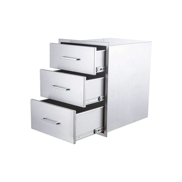 Qinaqin Stainless Steel Cajón para Outdoor Kitchen BBQ 18 Inch Undermount Suave Close Gabinete Organizador Resistente Rustproof 304 Triple (18in cm de Ancho X 24in Altura 18in de