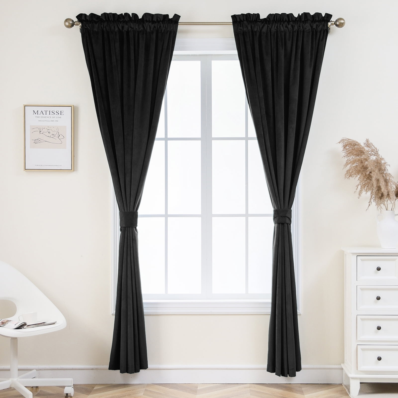 PLEASANT BOULEVAD Rod Pocket Curtains , 52" x 84", 2 Panels