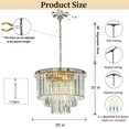 thumbnail image 3 of 6-Lights Mid-Century Modern Satin Nickel 3-Tier Round Fringe Crystal Chandelier, 3 of 9