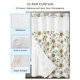 thumbnail image 2 of No Hook Cloth Fabric Shower Curtain with Snap in Liner, White Daisies Waterproof Shower Curtains Set with See Through Top Window, Pastoral Farmhouse Botanical Flowers Leaf Bath Curtains 36"x72", 2 of 6