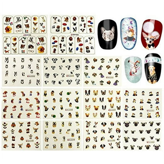 Wrapables® 288 Dog Nail Decals Dog Water Slide Nail Art Decals Water Transfer Nail Decals